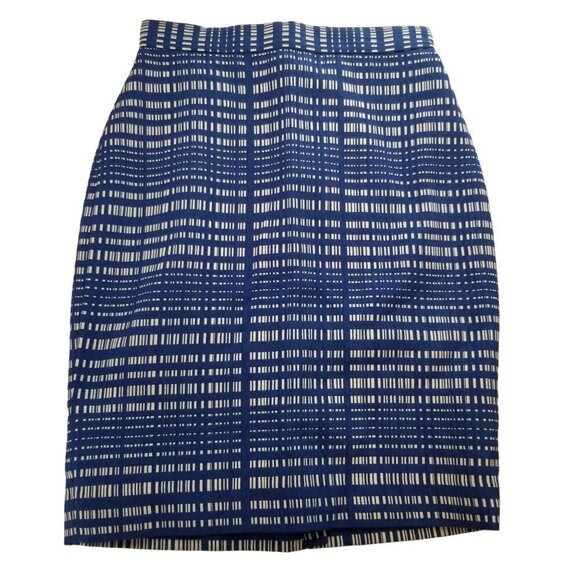 Banana Republic 0 Petite Blue White Crosshatch Pencil Skirt Back Zip - Picture 1 of 8